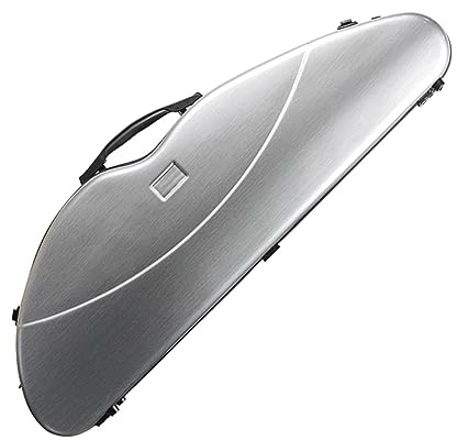 Étui for violon 4/4 pleine grandeur, étui for violon professionnel en forme de triangle en fibre de carbone avec bretelles et hygromètre intégré(Color:Silver)