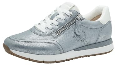 Tamaris Comfort Damen Sneaker flach zum Schnüren mit Reißverschluss, Blau (Blue Glam), 39 EU