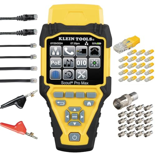 Klein Tools VDV501-770 Cable Tester Set, Scout Pro Max Ethernet, Coax/Video, Phone, (RJ11/RJ12/RJ45) F-Connector Cables, Test-n-Map Remotes
