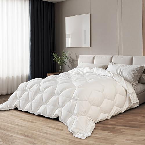 The White Stone Bettdecke 180 x 200 cm mit 250 g Füllung | Weiche und warme Füllung aus Softwatte | Gestepptes Bettdecke aus weißer, antiallergischer Mikrofaser | Ganzjahresbettdecke