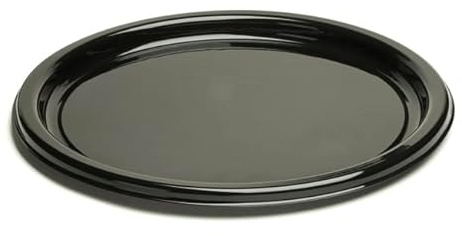 Monouso | 25 Platos de Plástico PET, Ø18cm, Color Negro, Reutilizable, Reciclable, Plato Llano Redondo, Fácil de Limpiar, Ideal para Eventos y Fiestas.