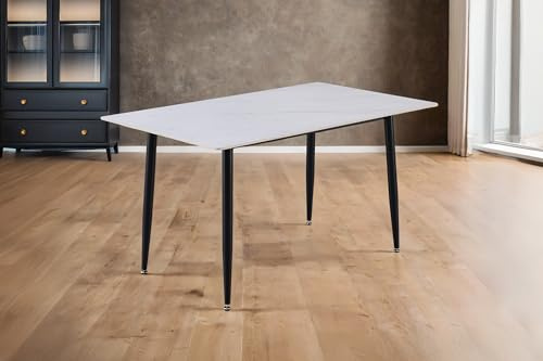 SAM Keramiktisch weiß matt Göteborg 140x80 cm Gestell schwarz | Vierfuß-Gestell, pflegeleichter Esstisch/Esszimmertisch
