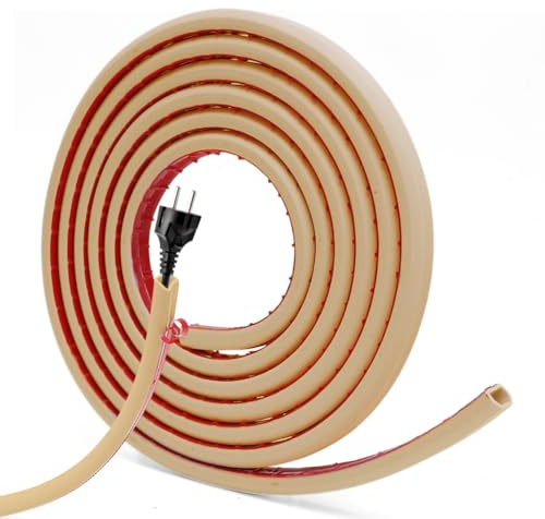 Umllpet Kabelkanal Selbstklebend, Einschnur Kabelkanal, Kabelkanäle mit Schaumklebeband fertig für Montage an der Wand, Fussboden Kabelabdeckung für Hause Büro Schule (3 Meter-Hellbraun)