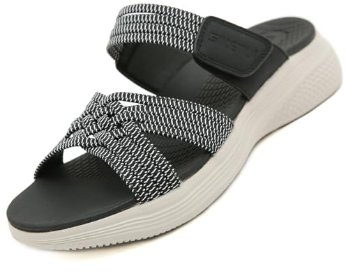 ZDQ Sandalias Mujer Verano Ortopedicas Sandalias con Punta Abierta Negro 40