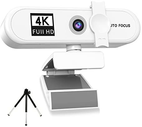 KBOLAE Webcam per computer con messa a fuoco automatica HD USB online regolabile per PC con microfono cablato di ricambio webcam esterna videocamera bianca 4K