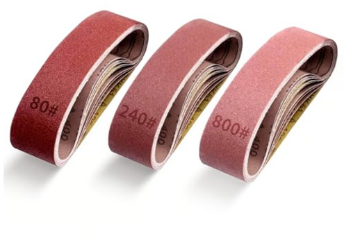 Uadme Bande Ponceuse 30x330mm, 30 Pièces Ensemble de Bandes Abrasives (10 x Grain 80/240/800 Chacun), Papier Poncage pour le Bois