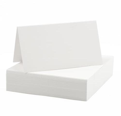 60 Stück Tischkarten Kraftpapier,Blanko Unbedruckt Namensschilder Hochzeit,Weiß Platzkarten zum Selbst Beschriften für Hochzeit Geburtstag Kommunion Taufe uvm(9x10cm)