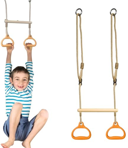 Trapeze Bar - Ring Swing Playground Equipment,Ergonomic Rings Sensory Game for Playtime Children Indoor Backyard Adults Outdoor Kids
