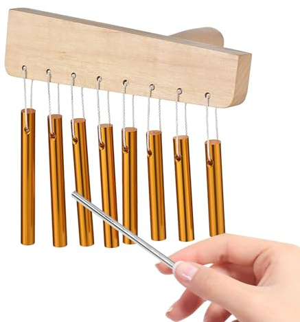 Klangspiel Instrument 8-Ton Holzglocken Chime | Musikinstrument Aus Massivem Aluminiumrohr Mit Stock Für Zuhause Yoga Unterricht Achtsamkeit Frauen Garten