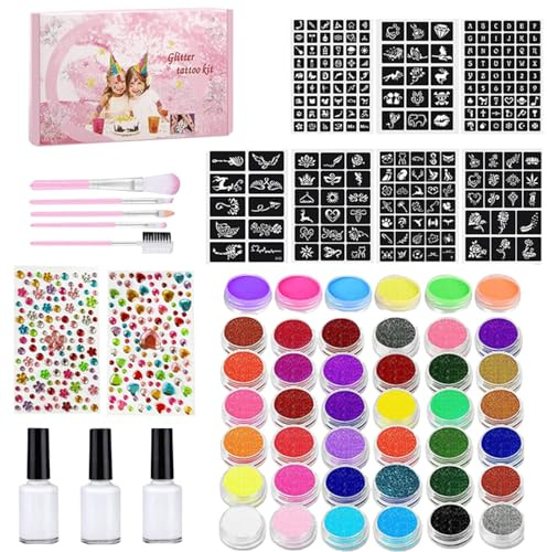 SVCEQZE - Kit de maquillaje para el cuerpo, pintura corporal activada por agua, con plantillas, pinceles, plantillas para fiestas, carnaval, Halloween, Navidad, escena, fiesta del niño