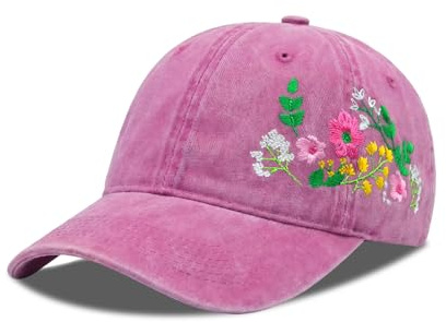GNOLONG Blumenhut Für Frauen Bestickte Elegante Blumenblumen-Baseballmütze Geschenke Für Blumenliebhaber