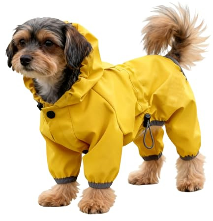 Hunde Regenjacke - Gelbe Schutzkleidung Für Welpen In Klein Und Mittel | Welpen Regenmantel Mit Kapuze | Für Winter Halloween Schnee Spaziergang Jagd Thanksgiving Outdoor Regnerisch