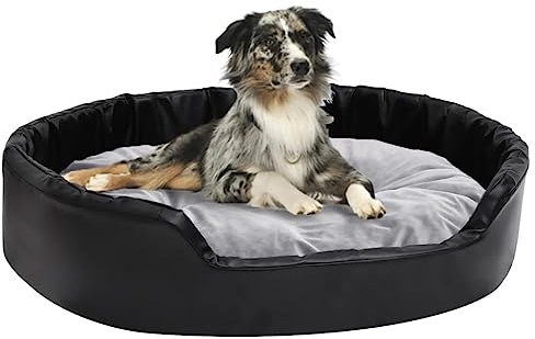 Frdhee Haustierbett Hundesofa,Hundebett Schwarz-Grau 90x79x20 cm Plüsch und Kunstleder für Große, Mittelgroße und Kleine Hunde