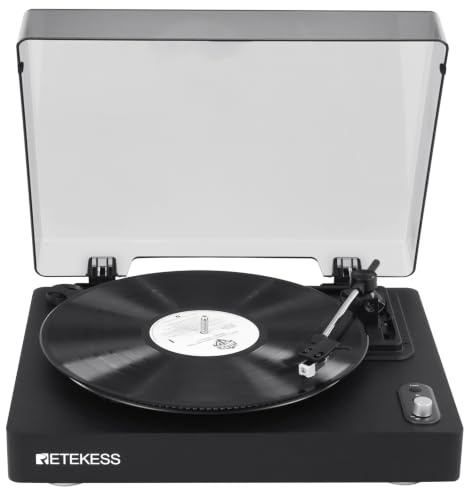 Retekess TR643 Vinyl Record Player, Wireless Record Player, 33/45/78 RPM, Auto-Stop, Clear Sound Quality, Turntables for Vinyl Record Players with Headphone Jack, for Music Lovers, Entertainment