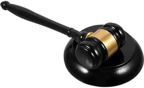 Milisten Wooden Judge Gavel and Black Base Set, Solid Wood Auction Hammer for Court and Meeting Use, Lawyer Gavel Prop for Role Play and Early Development