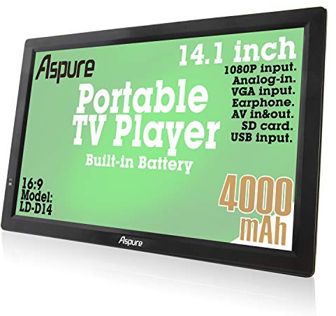 aspure 14 Portable TV with Antenna,Black