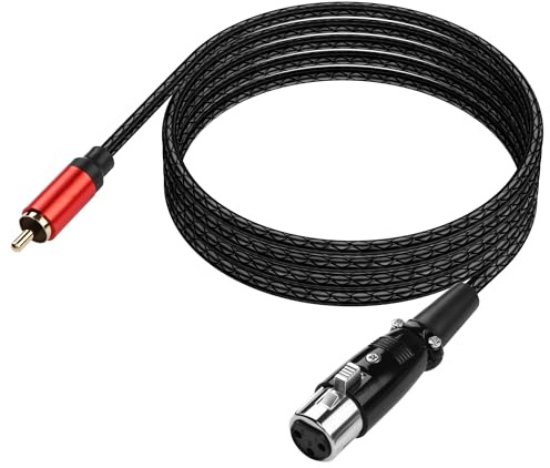 SinLoon Câble audio XLR femelle vers RCA mâle, câble adaptateur symétrique à 3 broches vers asymétrique, connecteur plaqué or, gaine texturée en cuir souple pour table de mixage, amplificateur