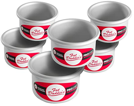Fat Daddio's Anodized Aluminum Round Cake Pans, 6 Piece Set, 3 x 2 Inch