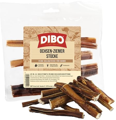 DIBO Ochsenziemerstücke, 12cm, 4 Stück, der kleine Naturkau-Snack oder Leckerli für Zwischendurch, Hundefutter, Qualitätskauartikel ohne Chemie von DIBO