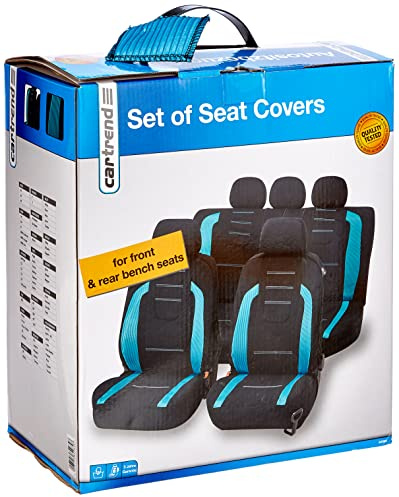 UNITEC Sitzbezugset Fashion Iceblue 14-teilig, Autositzbezüge KFZ Sitzbezüge Auto Autositze Tuning Auto Sitze Style