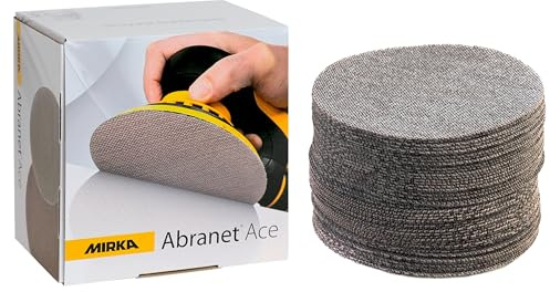 Mirka Abranet Ace net sanding discs 125mm P240 50 pcs Hook & Loop | Semi-ceramic Abranet Ace discs for hard surfaces wood metal compatible with all 125mm random orbit sanders