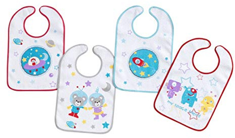 Interbaby 00134 - Confezione di 12 bavaglini in spugna plastificata velcro 25 x 40, unisex