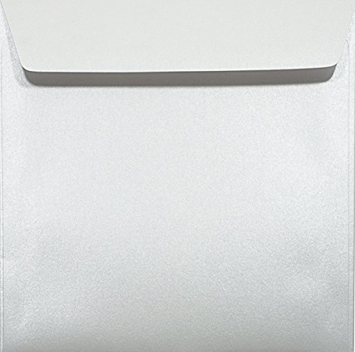 Netuno 25 quadratische Kuverts Perlmutt-Weiß 15,6x15,6 cm glänzend und edel | 120g Majestic Marble White · elegante festliche weiße Umschläge für Hochzeit, Taufe, Kommunion