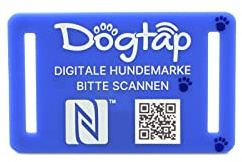 Dogtap Light Small, digitale Hundemarke für kleine Hunde, mit NFC-Chip und QR Code für Kontaktdaten und Steckbrief, aus Silikon, wasserfest, flexibel, 50 x 30 mm