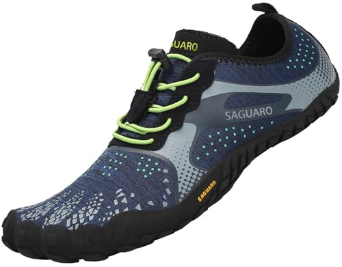 SAGUARO Chaussures Pieds Nus, Unisexes, Respirantes, légères, pour Le Fitness, avec Large boîte à Orteils, Bleu Profond, 41 EU