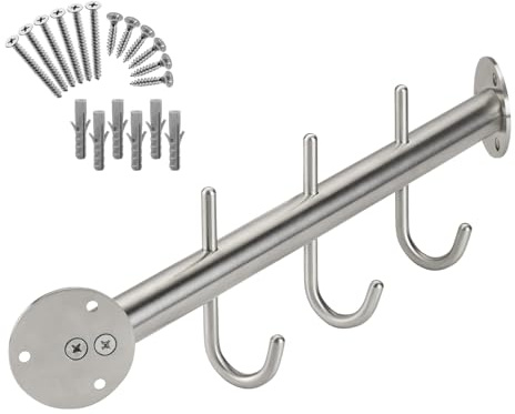 SOTECH Eckgarderobe Antea 450 mm echt Edelstahl Ø 25 mm | Flurgarderobe mit 3 Haken Wandgarderobe Schrankgarderobe für Ecken und Nischen