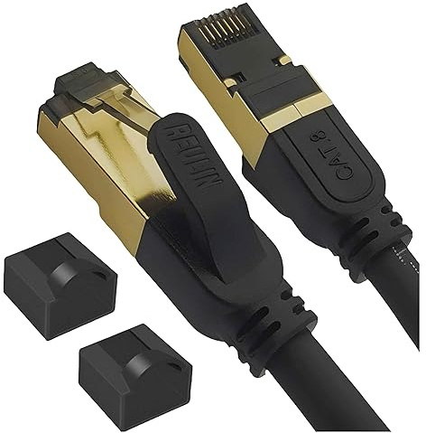 Reulin - PREMIUM Kupfer Litzenkabel RJ45 LAN Cat 8 Ethernet Kabel 12 M lang, SSTP 40 Gbps kompatibel mit Routern Modems 4K 8K Smart TV Boxen Internet PS5 PS4 Xbox Konsolen Spielen 12M