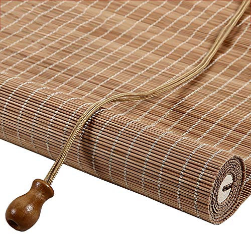 Tenda A Rullo In Bambù Naturale,Tapparella A Carrucola In Bamboo,Veneziane Per Finestre, Tende Avvolgibili Oscurante Traspiranti,Per Giardino/Interno/Esterno (60x140cm/24x55in)