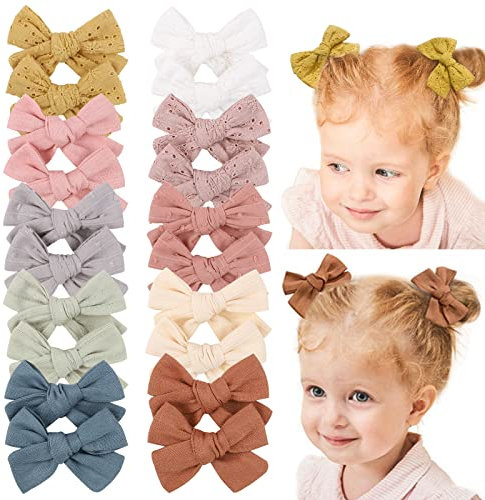 20 Stück Baby Mädchen Haarschleifen Clips vollständig gefütterte Haarspangen Haarschmuck für kleine Mädchen Kleinkind Kinder Teenager (1-Light Multi-colored)