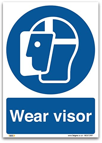 Confezione da 2 cartelli per visiera, formato A5, 210 x 148 mm, in plastica rigida in PVC, DPI obbligatori per la salute e la sicurezza
