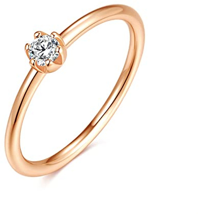 925 Sterling Silber Ring mit weißem Stein für Damen | Damenring, Verlobungsring, Solitär-Ring, Silberring schlicht für Frauen, Freundin Antrag | Echtsilber Ringe Modern