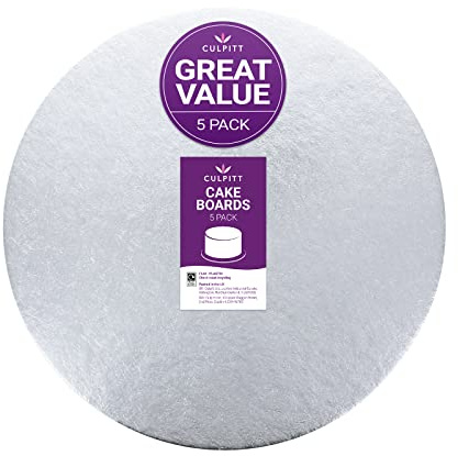 Culpitt 10 (25.5cm) Silver Cake Cards - 5 Pack | 1.8mm Thin, Ideal For Sponge Cakes & Cake Layers, Fits 8 Sponge, Silver Fern Finish, Made In The UK