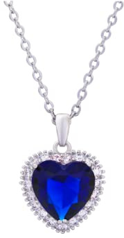 CHERUBIC Collier Titanic en forme de cœur de l'océan avec pendentif en forme de cœur éternel en cristal zircon brillant - Cadeau pour femme (blanc), Zircone cubique, Zircone cubique