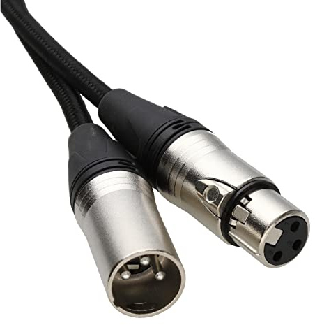 kenable Braided XLR Microphone Patch Lead Durable Low Noise Tangle Free Cable Black 6m [6 metres]