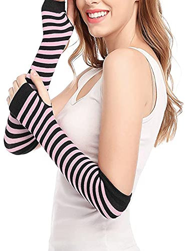 MINGCHE Punk Gothic lange Armwärmer fingerlose Handschuhe,Winter-Strickhandschuhe für Damen und Mädchen, fingerlose, lange Hüftwärmer