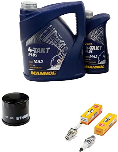 Wartungspaket Öl 5L + Ölfilter + Zündkerzen für Suzu ki VL 1500 VL1500 WVAL AL Baujahr 1998-2009