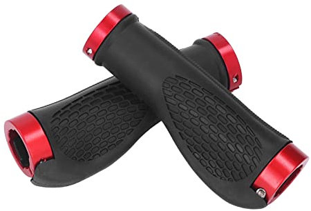 1 par ergonomiska cykelhandtag halkfria cykelhandtag med aluminiumlås för stuntskotrar, BMX, MTB, hopfällbar cykel (röd)