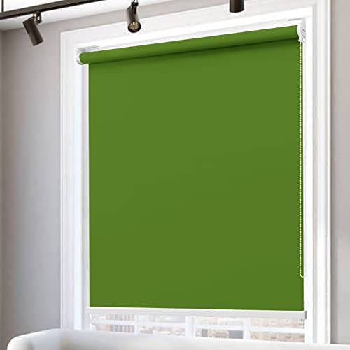 RYNS Seitenzugrollo Verdunklungsrollo 140x320cm Doppelrollo verdunkelnd Wandmontage Verdunklungsstoff verdunkelungsrollo Doppelrollo Fensterrollo für Fenster&Tür Küche Büro, Dunkelgrün