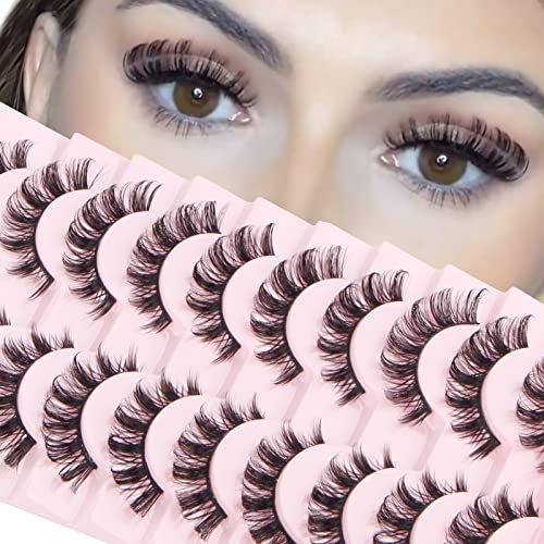 Parriparri Ciglia Finte russian volume 3D Fluffy Ciglia Russian Strip Lashes Cat Eye Fake Lashes False Eyelashes (10 Paia)