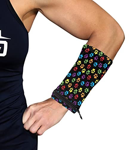 Dolyues Handgelenktasche für Damen und Herren, Reißverschluss-Armband mit Tasche, für Fitnessstudio, Sport, Bunt gefärbt, L
