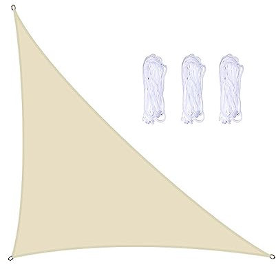 SJASD Voile d'ombrage Triangle Rectangle,Toile d'ombrage Protection Solaire Imperméable Voile de Soleil UV Protection pour Patio Jardin, Terrasse,Extérieur, Balcon,avec 3 Corde de Fixation