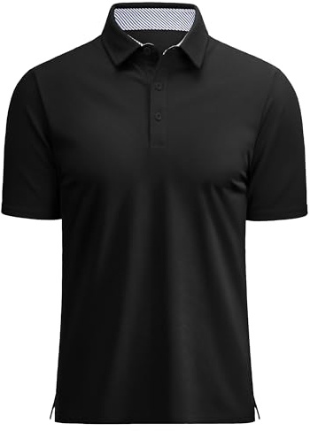 MAGCOMSEN Men's Polo Shirts Short Sleeve Moisture Wicking Tee Black XL | Performance, Cool Feeling, Breathable, Short Sleeve, Regular Fit, Soft, Golf, Tennis, Work, Daily Summer Wear