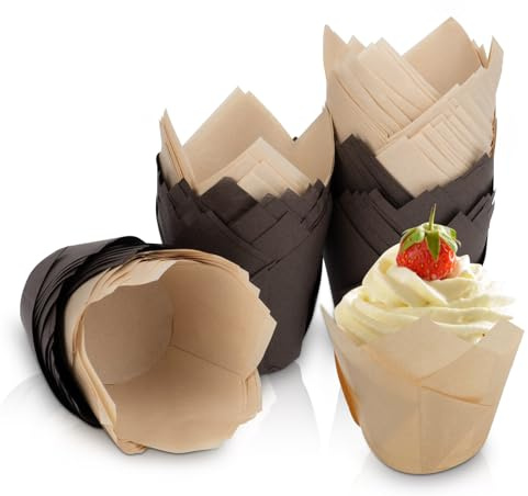 Tulip Muffin Cases - Greaseproof Baking Cups for Large Muffins, Perfect for Family, Birthdays, Weddings (100)