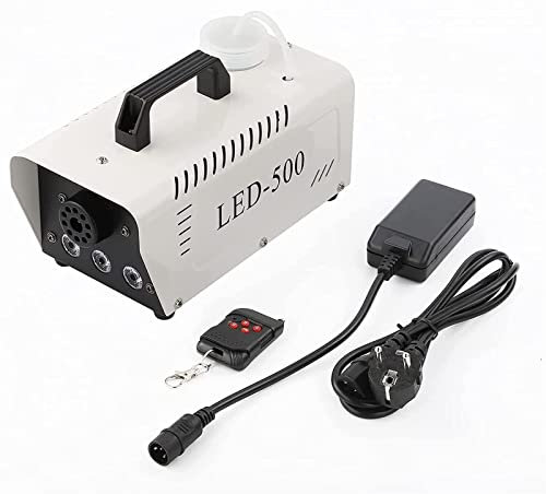 PRUJOY Máquina de Humo de 500 W con Efecto de Luces LED de Escenario y Niebla de 3000 CFM con 1 Receptor con Cable y Controles remotos inalámbricos para Escenario de Boda