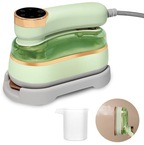 Portátil Plancha de Vapor Pequeña, 1200W Mini Plancha de Viaje, 20 Segundos Calentamiento Plancha de Vapor Manual Giratoria de 180°, Planchado en Seco y Húmedo para la Familia y Viajes, Verde