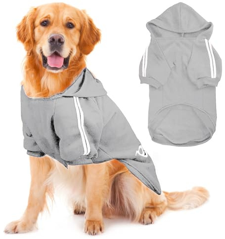 Voarge Hunde Warm Hoodies Mantel, Winterkleidung Großer Hund,Knopfdesign Hundehoodie,Hundepullover Grosse Hunde,Hundemantel (Grau, 5XL)